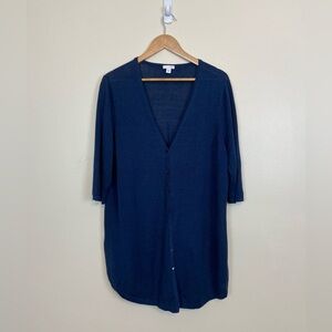 J.Jill Lightweight Short Sleeve Button-Front Linen Blend Cardigan - Size XL